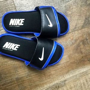 Blue/Black Nike slides size 3Y